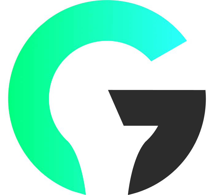 a G filled 4/5 of the way full with a green to blue gradient