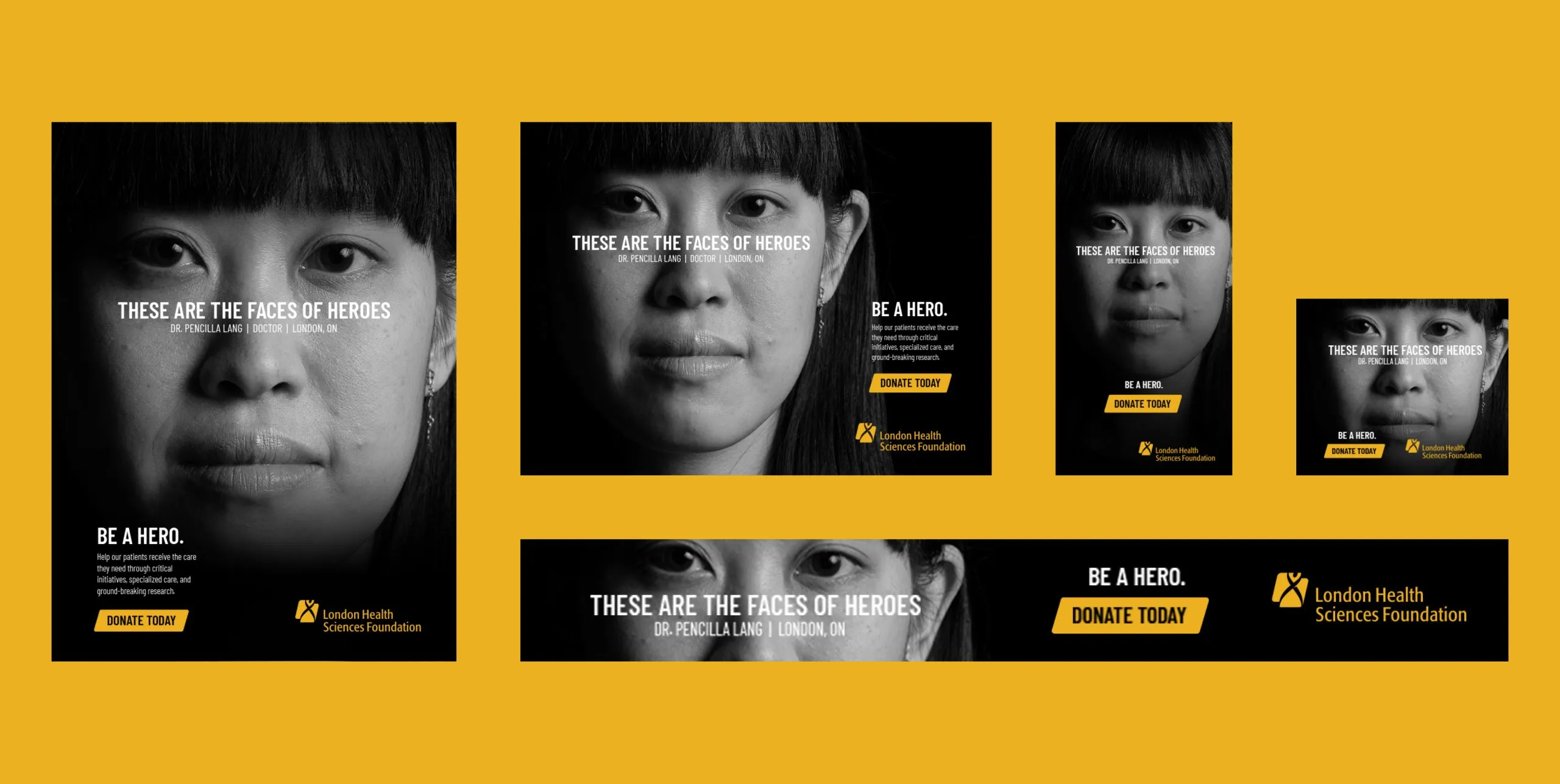 of multiple images of headshots of an adult woman with the text These are the faces of heroes
