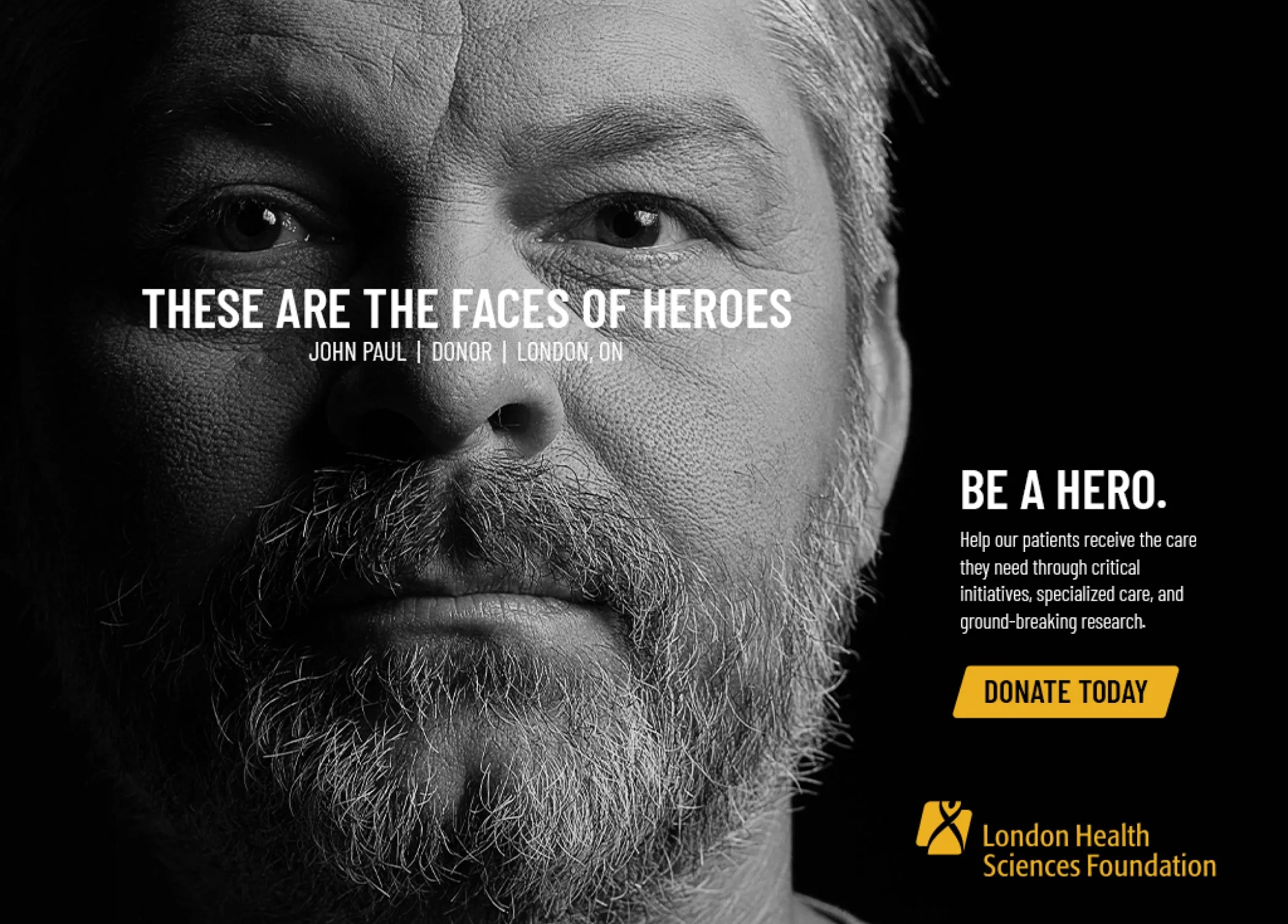 of a man's head shot with the text these are the face of heroes